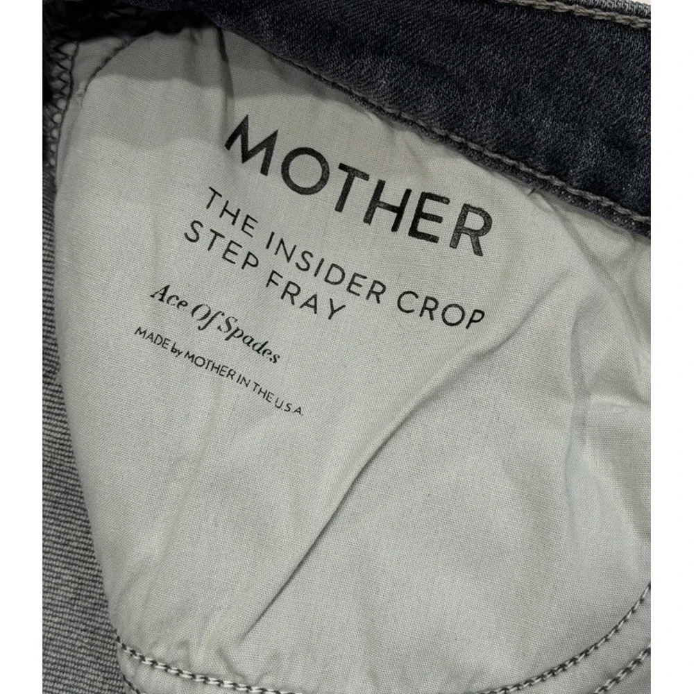 MOTHER The Insider Crop Step Fray Jeans Ace Of Spades Raw Hem Distressed Size 30